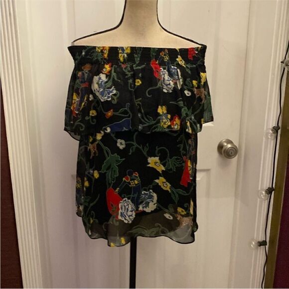Tibi 100% silk Floral Off-Shoulder Top, S - Picture 2 of 13